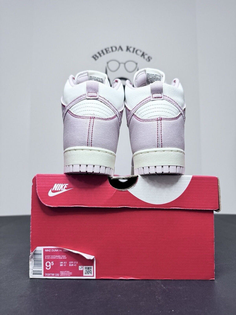 NEW DS Nike Dunk Hi 1985 Barely Rose Pink Denim Summit White DQ8799-100 Size 9.5