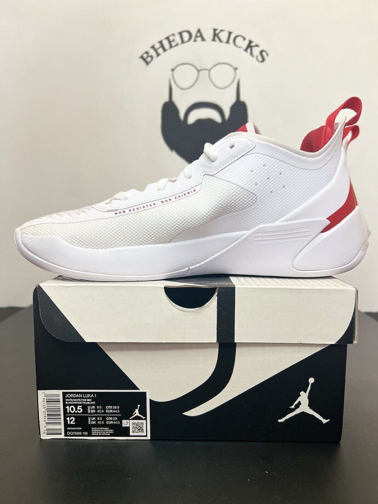 Nike Air Jordan Luka 1 Basketball Shoe White Fire Red DQ7689-116 Men’s Size 10.5