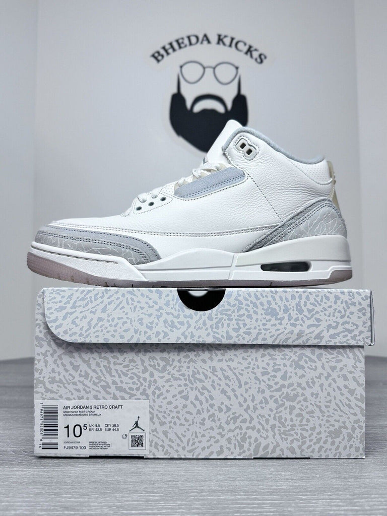 Size 10.5 - Air Jordan 3 Retro SE Craft Ivory FJ9479-100 Preowned Clean