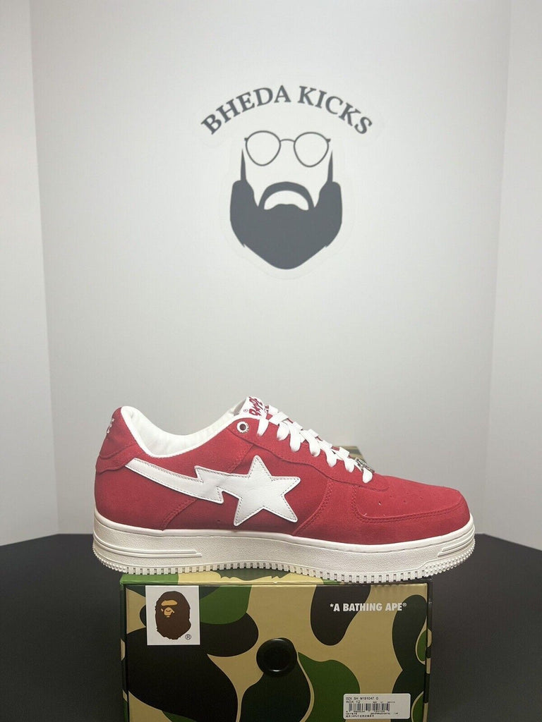 A Bathing Ape Bape Sta Suede Pack White Red Preowned Authentic Rare Mens Size 12