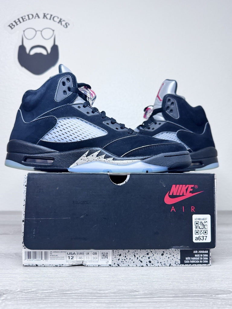 Size 12 - Air Jordan 5 Black Metallic Reimagined Sneakers HF3975-001 Worn Once