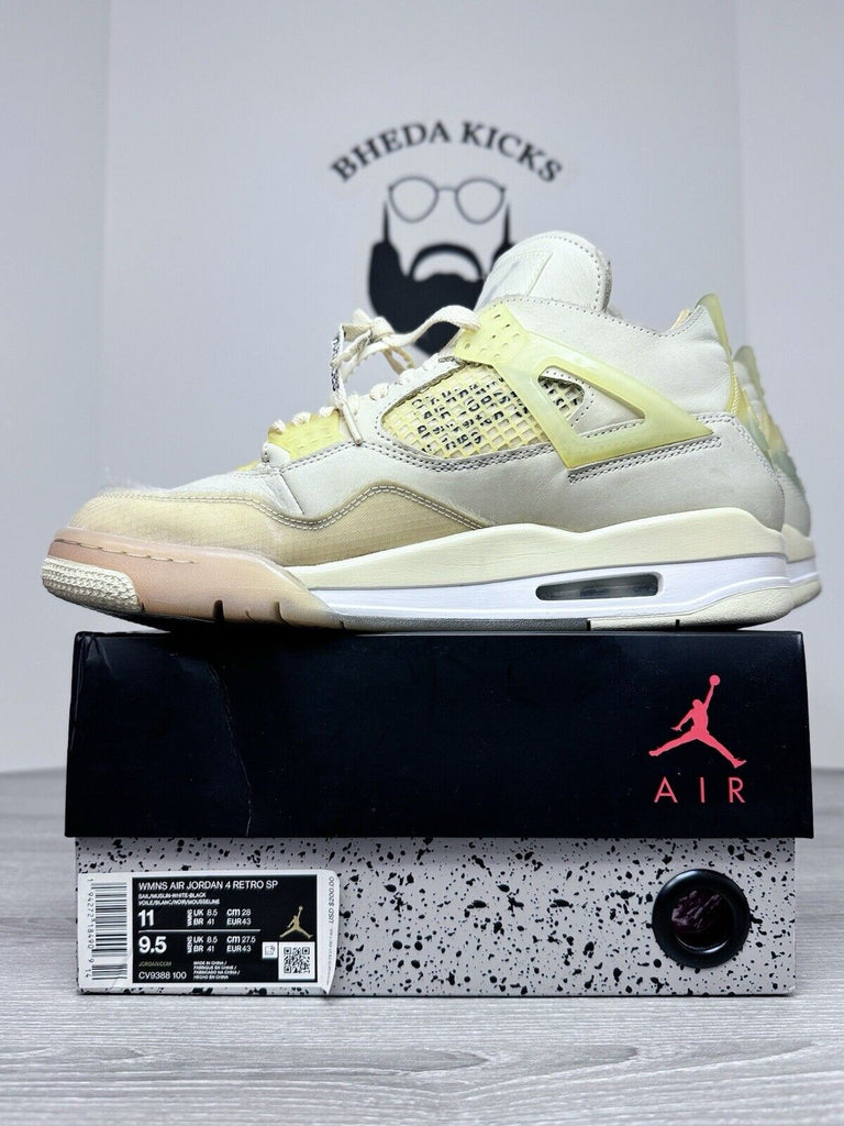 Wmns Air Jordan 4 Retro Off White Sail Size 11W/9.5 CV9388-100 Authentic Rare 