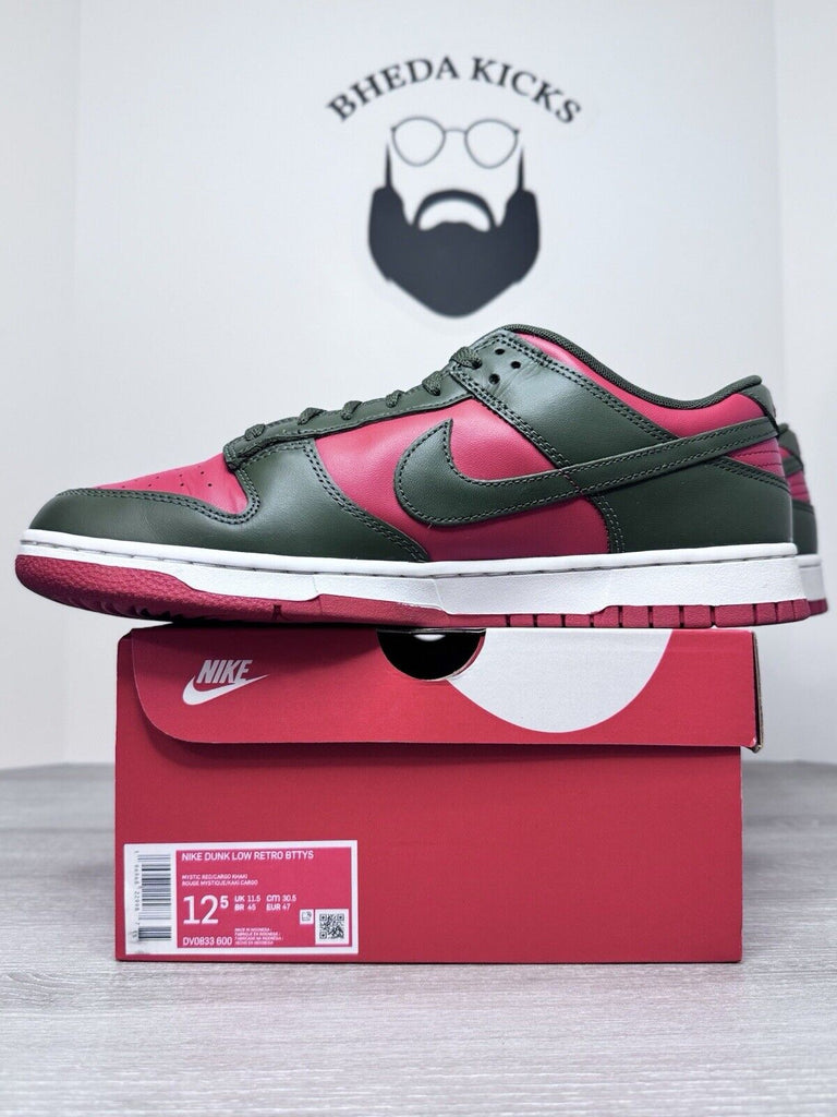 Size 12.5 - Nike Dunk Low Cargo Khaki Mystic Red DV0833-600 Preowned Og