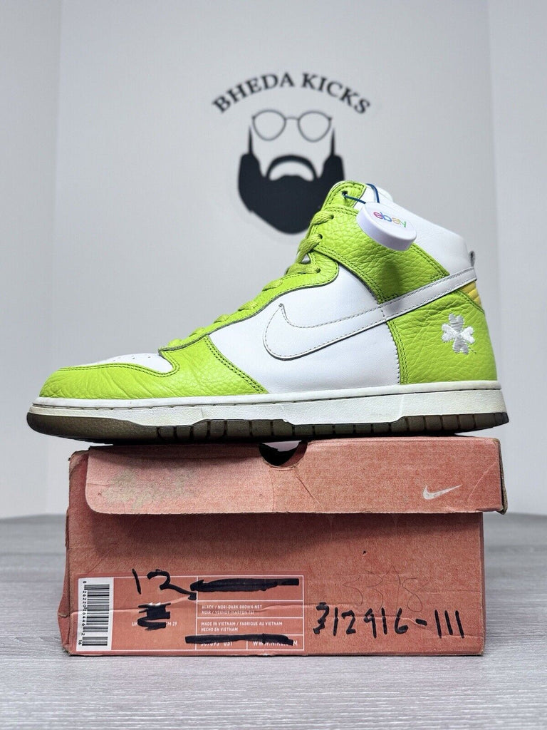 Size 12w (10.5 Men) - Nike Dunk High St Pattys Clover 2005 312916-111 Rare Og