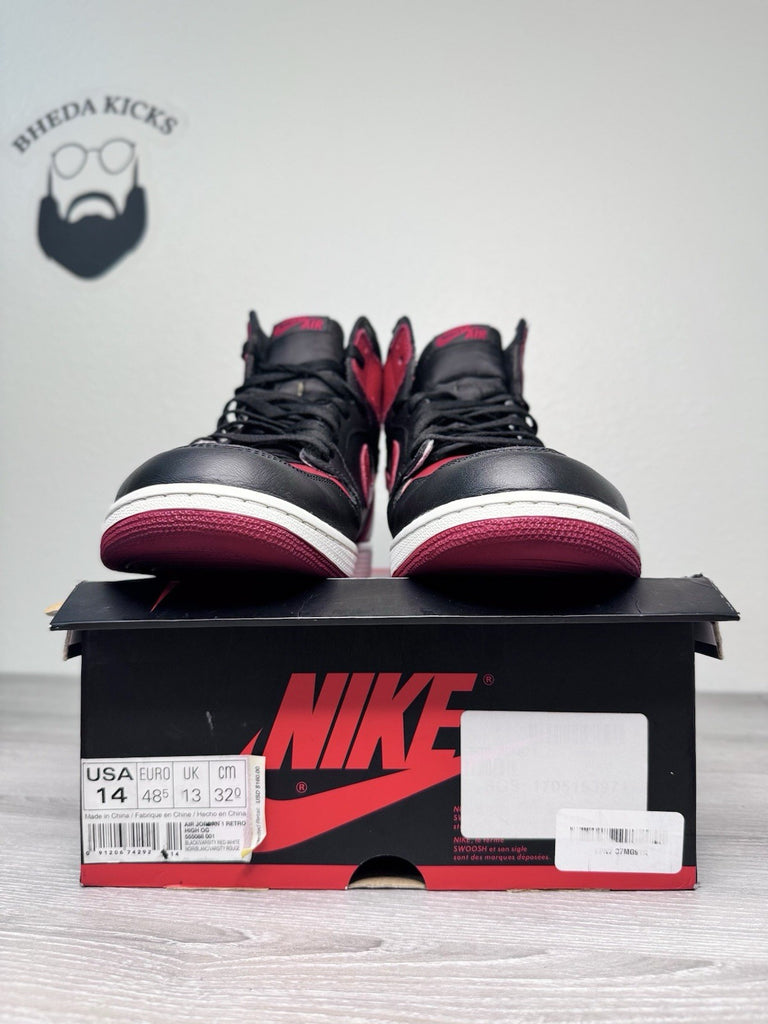 Size 14 - Nike Air Jordan 1 Retro OG High Banned Bred 555088-001 2016 Preowned