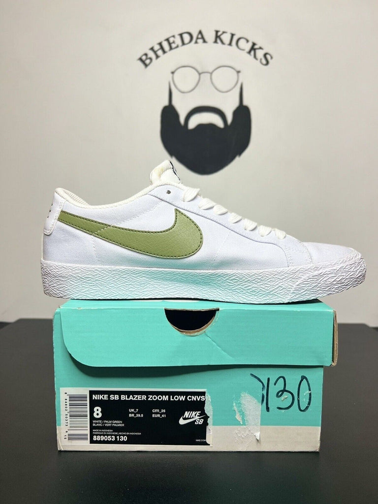 Nike SB Blazer Zoom Low 889053-130 Canvas White Palm Green Sneaker Mens Size 8