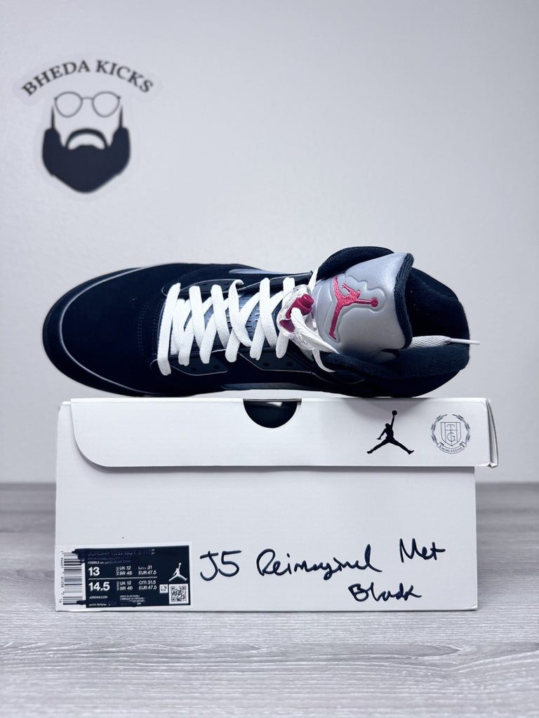 Size 13 - Air Jordan 5 Black Metallic Reimagined Sneakers HF3975-001 Preowned
