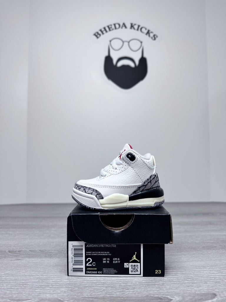 Size 2C - Nike Air Jordan 3 Retro (Td) Reimagined Summit White-Red [DM0968-100]