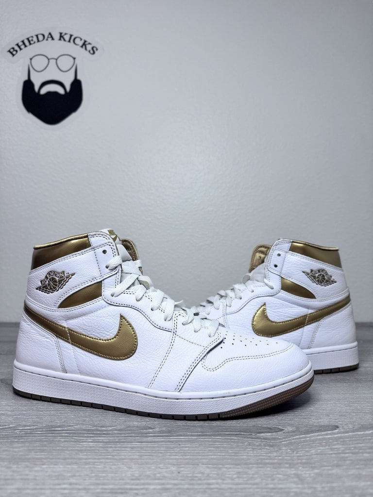 Size 14W/12.5M - Nike Air Jordan 1 Retro High OG Metallic Gold White FD2596-107