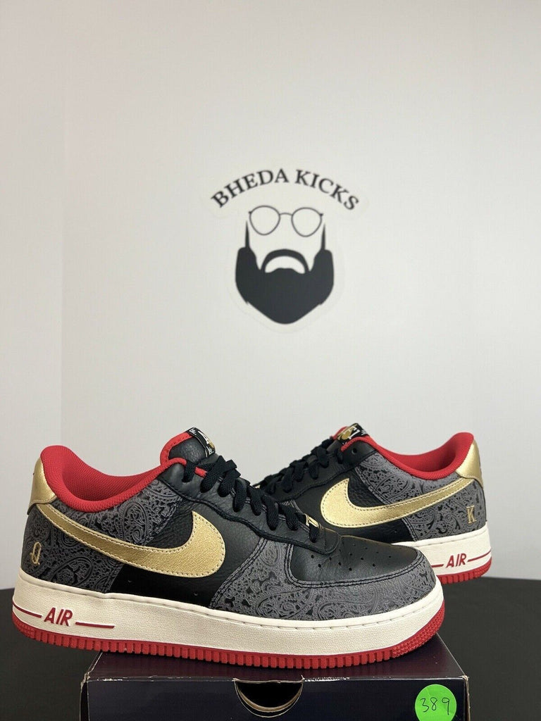 Nike Air Force 1 '07 LX Spades Black White Red Gold DJ5184-001 Men’s Size 11.5