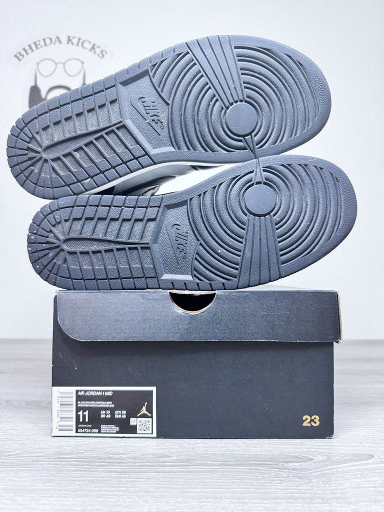 Size 11 - Nike Air Jordan 1 Sneakers Gray Black Basketball Mid Top 554724-096