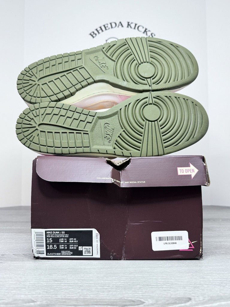 Size 15 - Nike Social Status x Dunk Mid strawberry Milk' DJ1173-600 Men's NEW DS