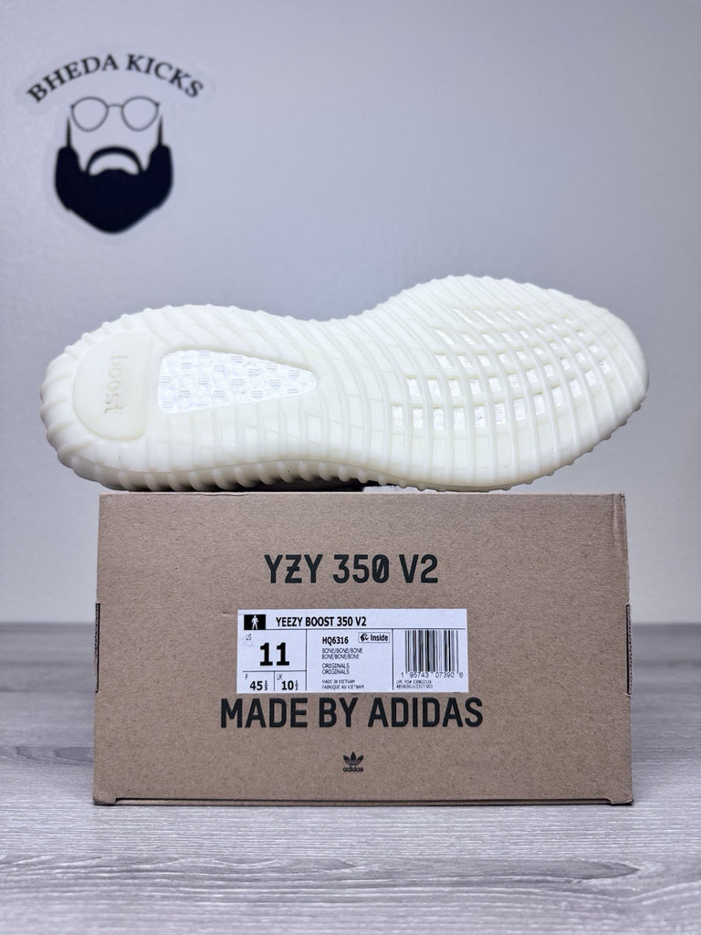 Size 11 - Adidas Yeezy 350 Boost V2 Bone Men's Sneakers White HQ6316 Preowned