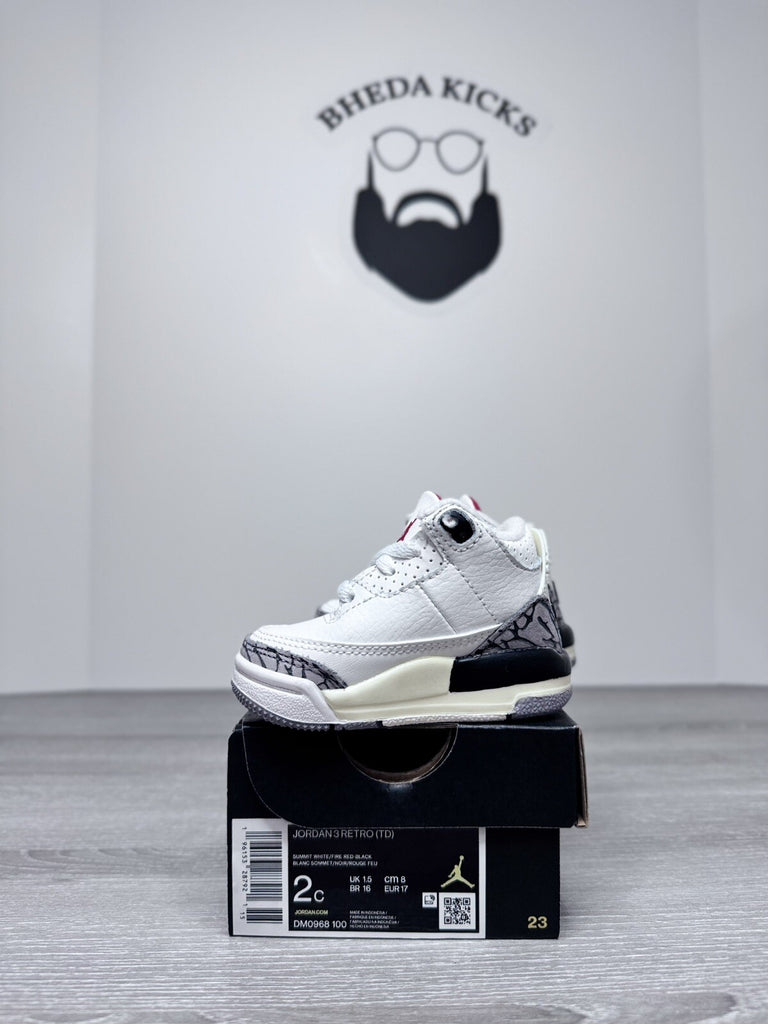 Size 2C - Nike Air Jordan 3 Retro (Td) Reimagined Summit White-Red [DM0968-100]