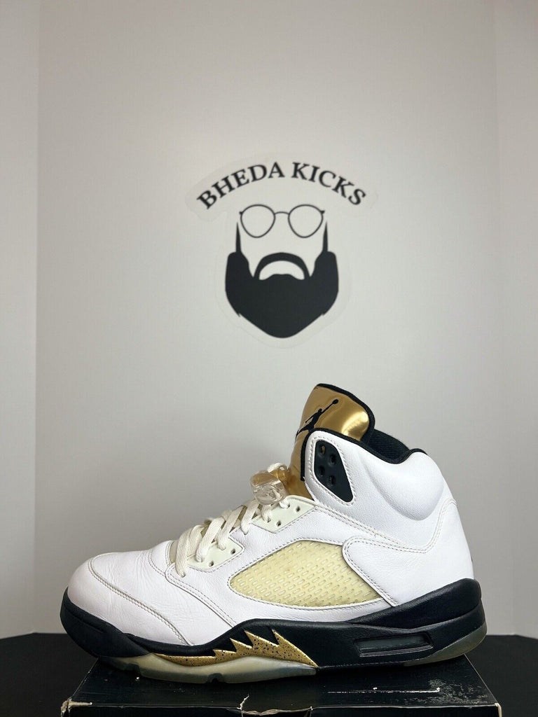 Nike Air Jordan 5 Gold Medal White Black Olympic 2016 136027-133 Men’s Size 12