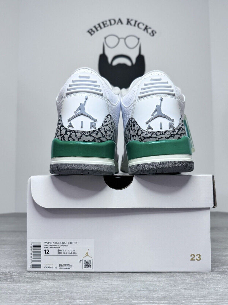 Size 12 W (10.5 Men’s) - Air Jordan 3 Retro Lucky Green Preowned CK9246-136