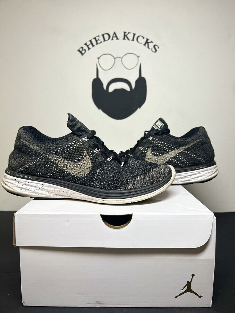 Nike Lunar Flyknit 3 Black White Grey OREO 698182-001 Womens 9 Preowned Og Clean