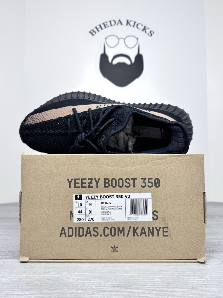 Size 10 - Adidas Yeezy 350 v2 Core Black Copper 2016 BY1605 Authentic Preowned