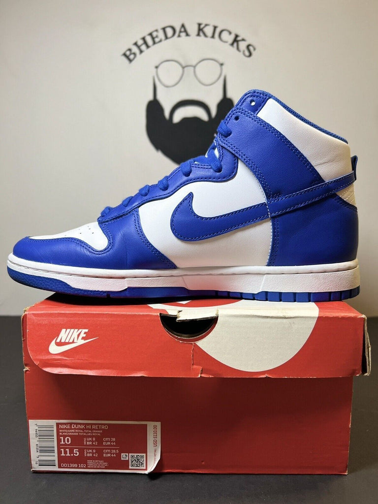 Nike Dunk High Size 10 Mens US DD1399 102 Kentucky Blue Game Royal Preowned Og