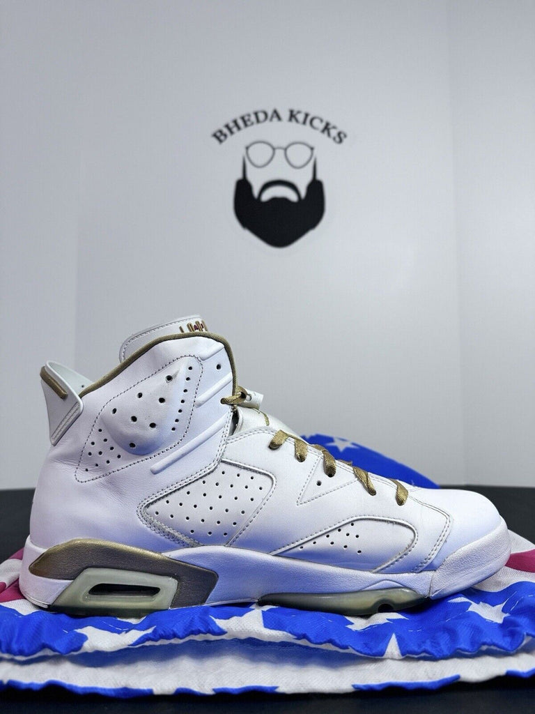 Air Jordan 6 VI Retro GMP Golden Moments White Gold Sneakers 384664-135 Size 13