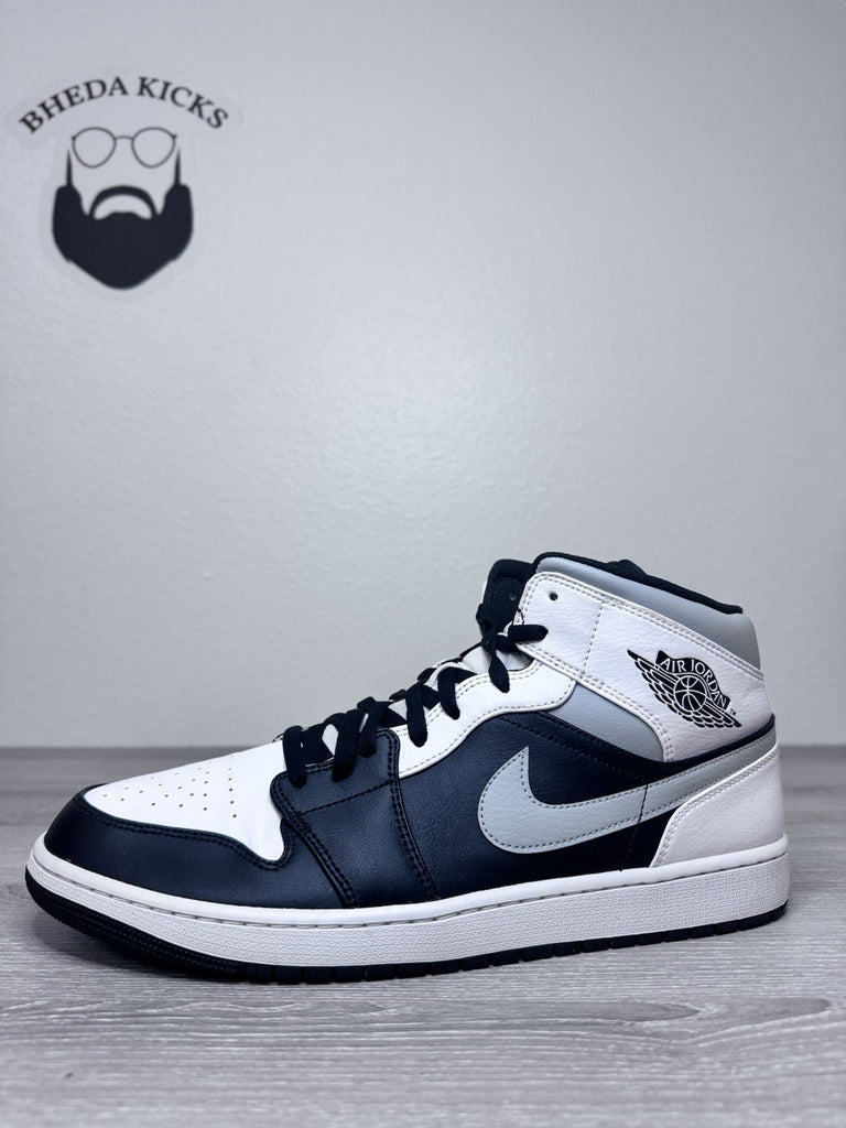 Size 15 - Nike Air Jordan 1 Mid Black White Lt Grey Sneakers 554724-073 Men’s