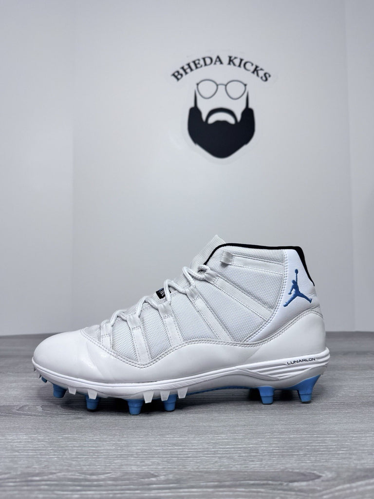 Size 12 - Air Jordan 11 Retro TD Columbia White Blue Football Cleats AO1561-117
