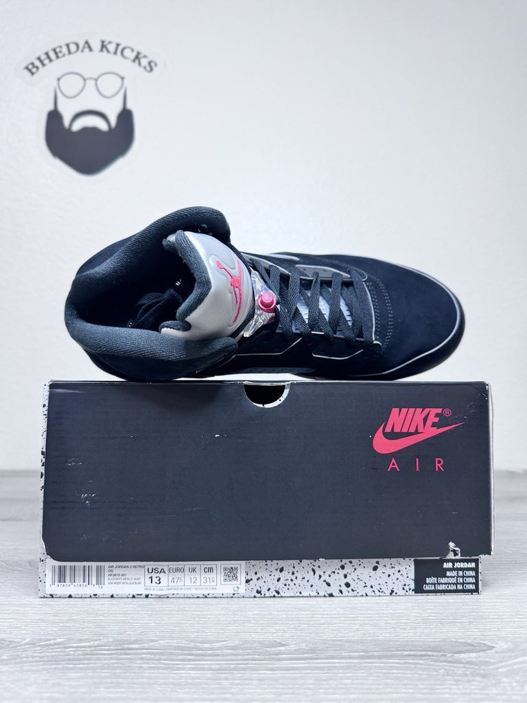 Size 13 - Air Jordan 5 Black Metallic Reimagined Sneakers HF3975-001 Preowned