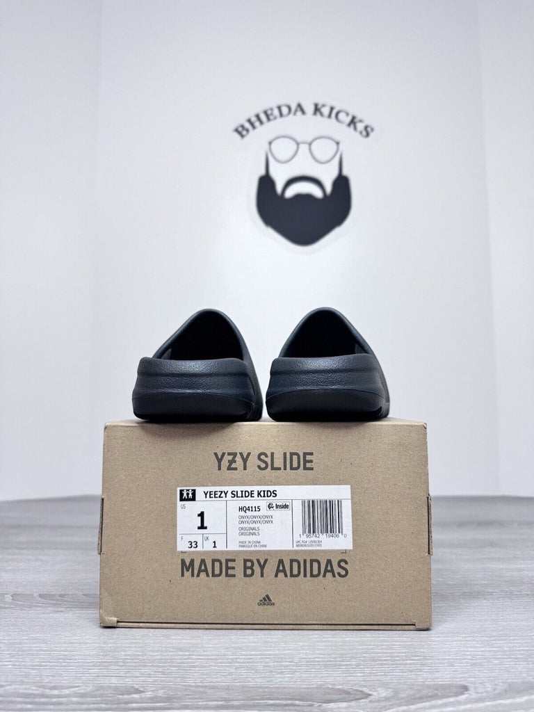 Size 1Y - Adidas Yeezy Slide Onyx Little Kids New HQ4115 Kanye West NEW DS