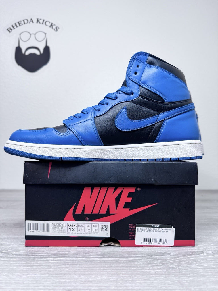Size 13 - Nike Air Jordan 1 Retro OG High Dark Marina Blue Men's 555088-404