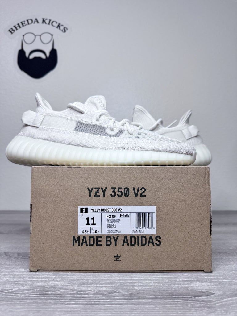 Size 11 - Adidas Yeezy 350 Boost V2 Bone Men's Sneakers White HQ6316 Preowned