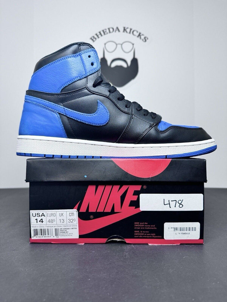 Nike Air Jordan 1 Retro High OG 2017 Royal Blue Black 555088-007 Men’s Size 14