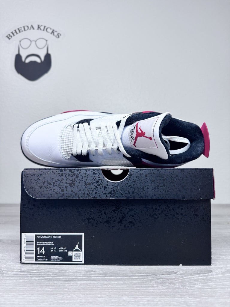 Size 14 - Nike Air Jordan 4 Retro White Fire Red Black DH6927-161 Red Cement