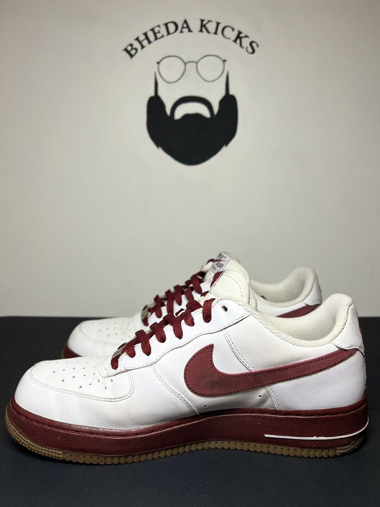 Nike Air Force 1 Mens Sz 12 White Red / Burgundy 315122-167 2009 Rare Og Clean