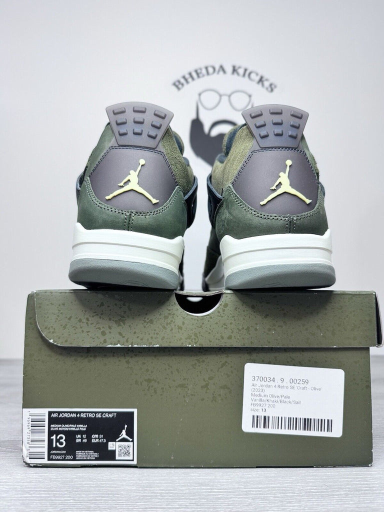 Size 13 - Nike Air Jordan 4 SE Retro Low Craft Olive Mens Green Black FB9927-200