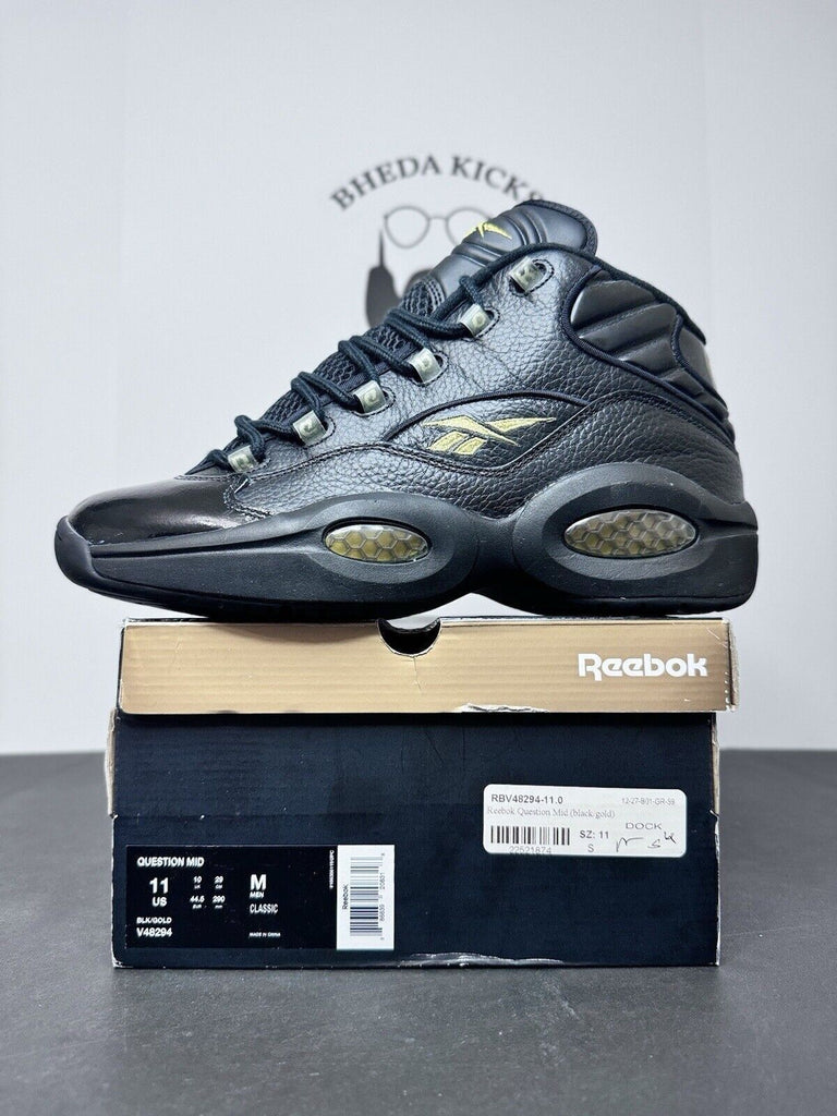 Reebok Question New Years Eve Classic Iverson Black Gold V48294 Men’s Size 11