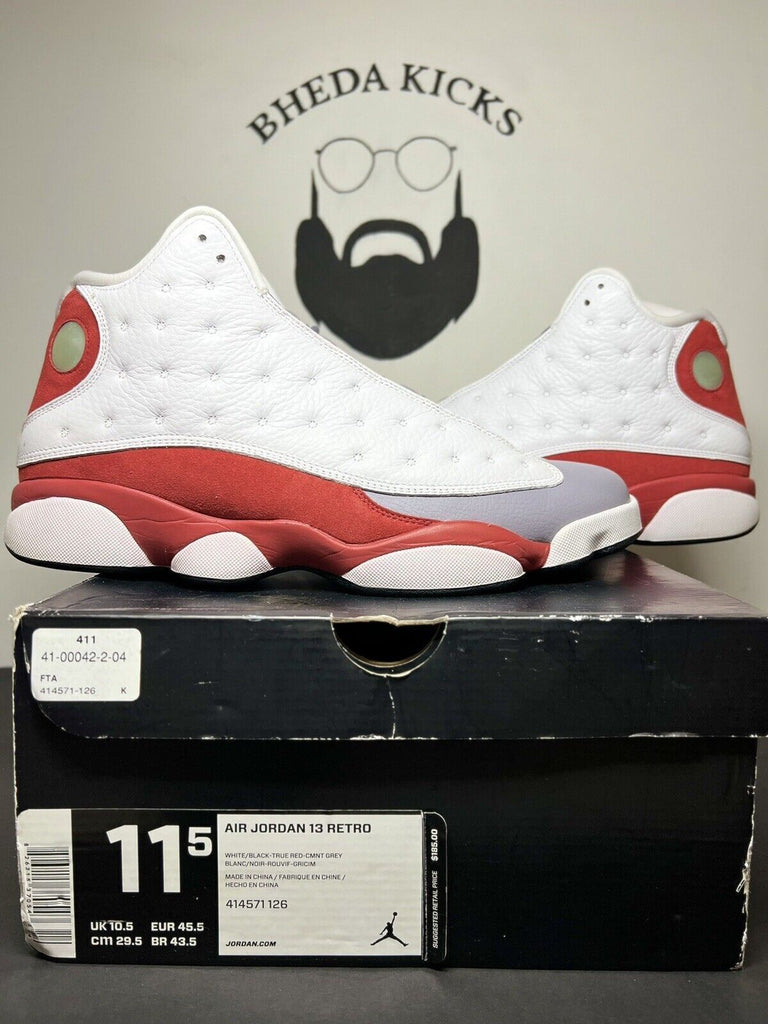 Nike Air Jordan 13 Grey Toe 2014 size 11.5 OG 414571–126 XIII White Red Preowned