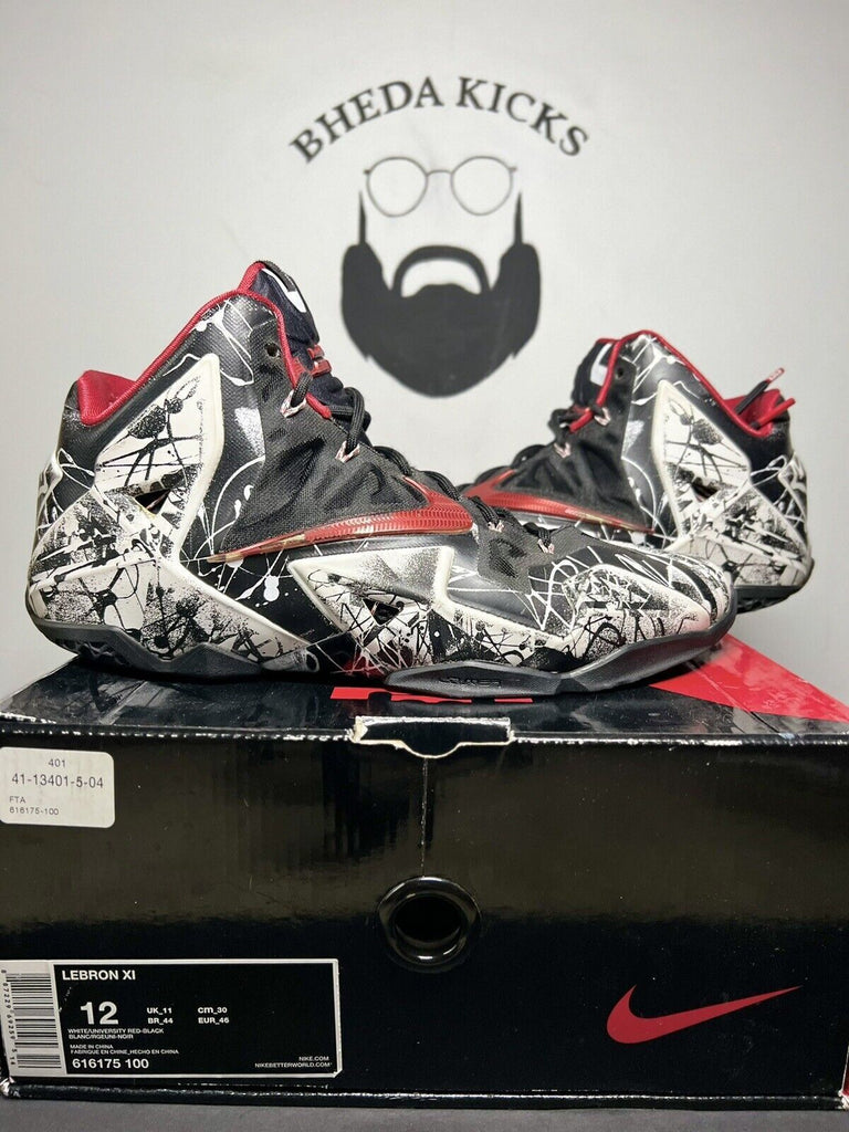 Nike LeBron 11 Graffiti 2014 616175-100 12 Black White Red OG High XI Rare