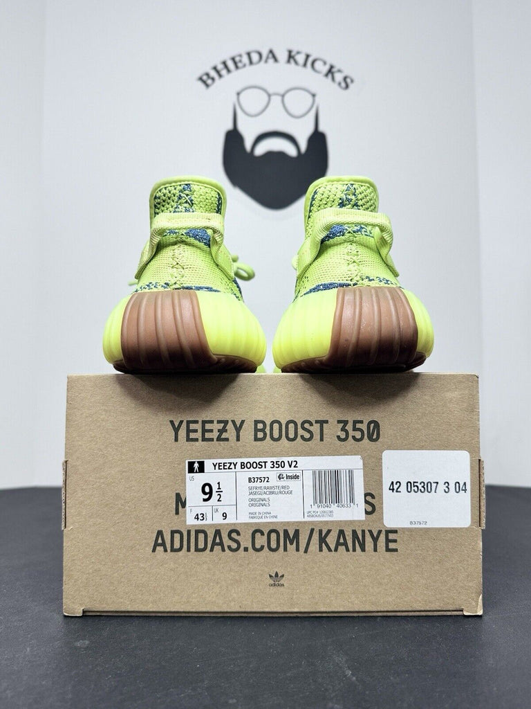 Adidas Yeezy Boost 350 V2 Semi Frozen Yellow Green B37572 Men’s Size 9.5