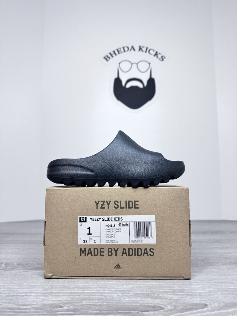 Size 1Y - Adidas Yeezy Slide Onyx Little Kids New HQ4115 Kanye West NEW DS