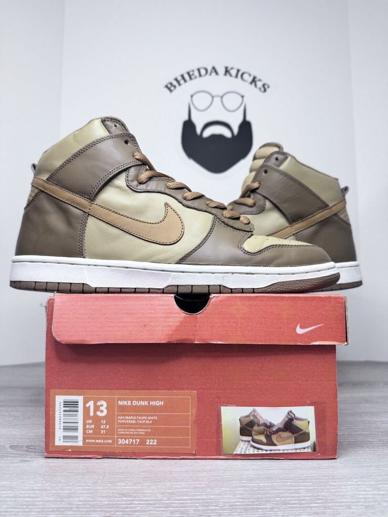 Size 13 -  Nike Dunk High Brown Maple Taupe 2003 304717-222 Preowned Vintage