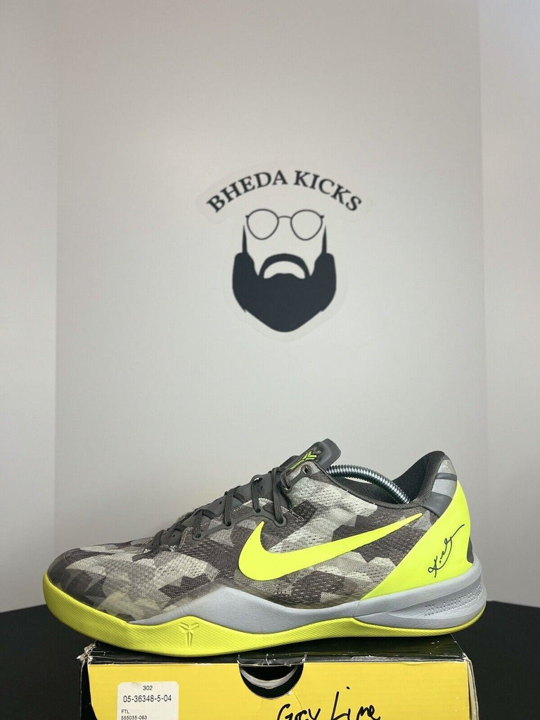 Nike Kobe 8 VIII System Grey Camo Volt Preowned 555035-063 Rare Men’s Size 13