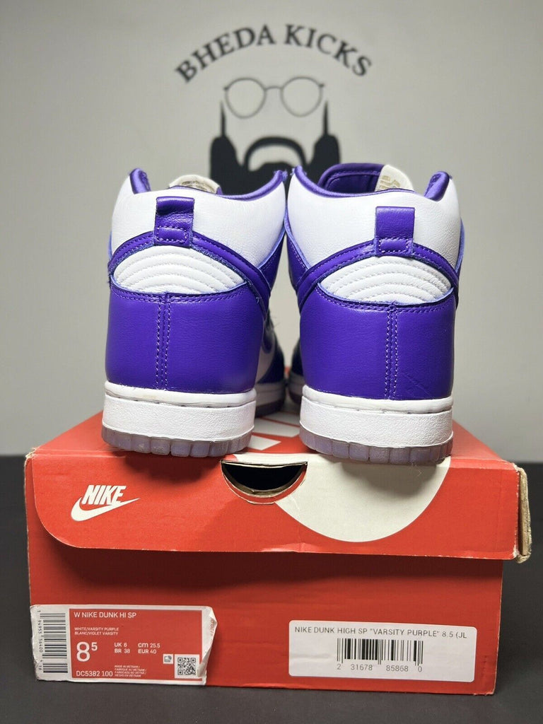 Nike Dunk High Varsity Purple size 8.5W/ 7M DC5382-100 White Preowned Og Rare