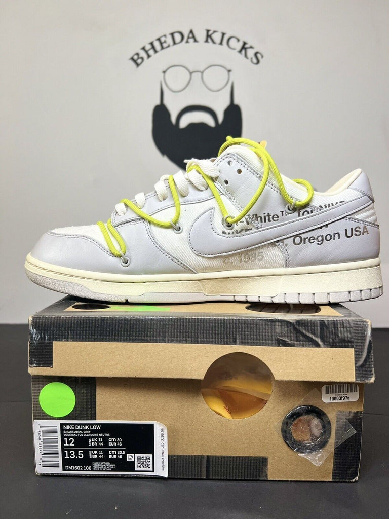 Nike Off-White x Dunk Low Lot 08 of 50 Size 12 DM1602-106 Og Preowned Rare