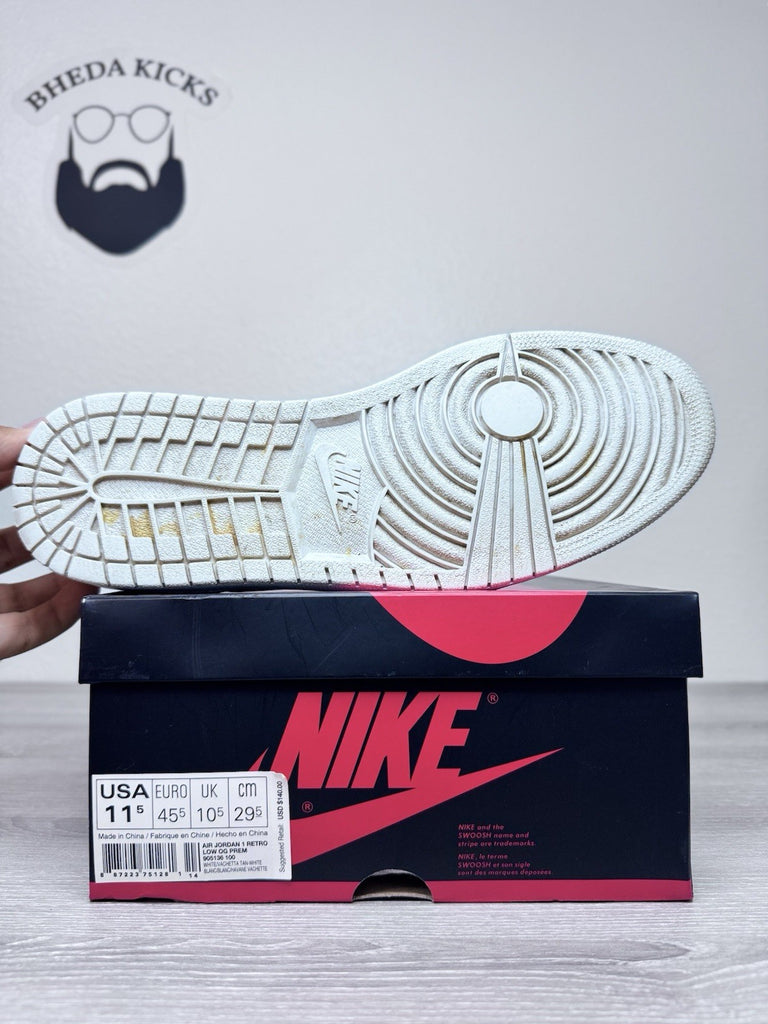 Size 11.5 - Nike Air Jordan 1 Retro Low OG 17’ White Vachetta Tan 905136-100