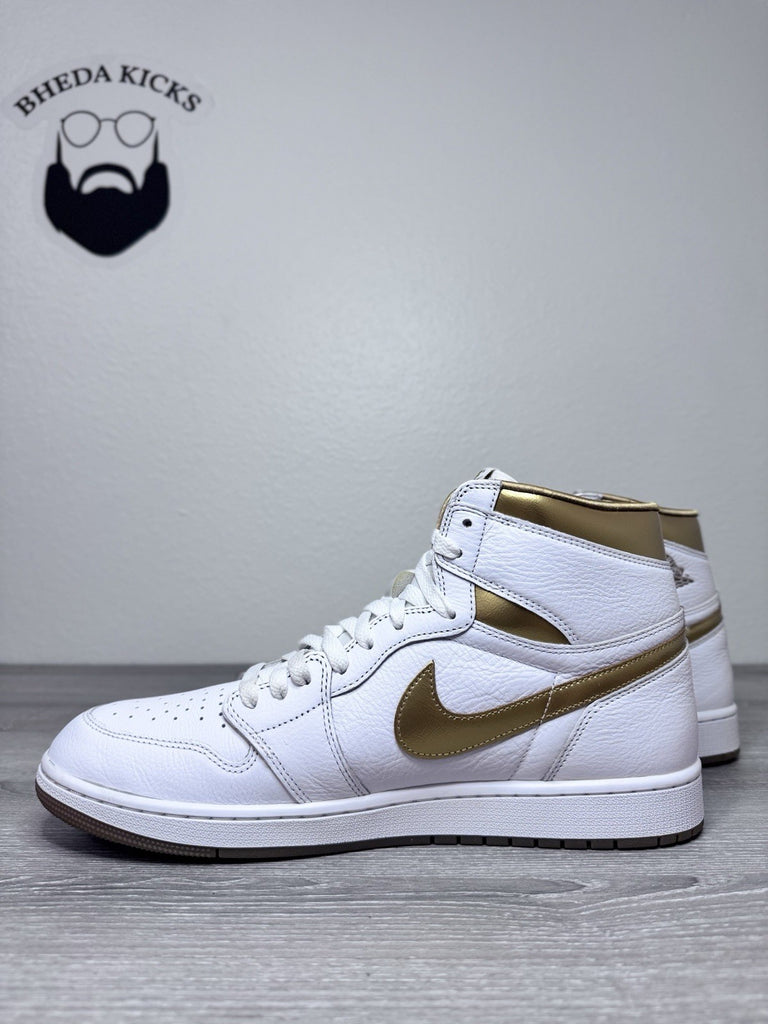 Size 14W/12.5M - Nike Air Jordan 1 Retro High OG Metallic Gold White FD2596-107