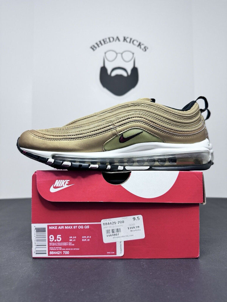 Nike Air Max 97 OG QS Metallic Gold 884421-700 Casual Shoes Sneakers Size 9.5