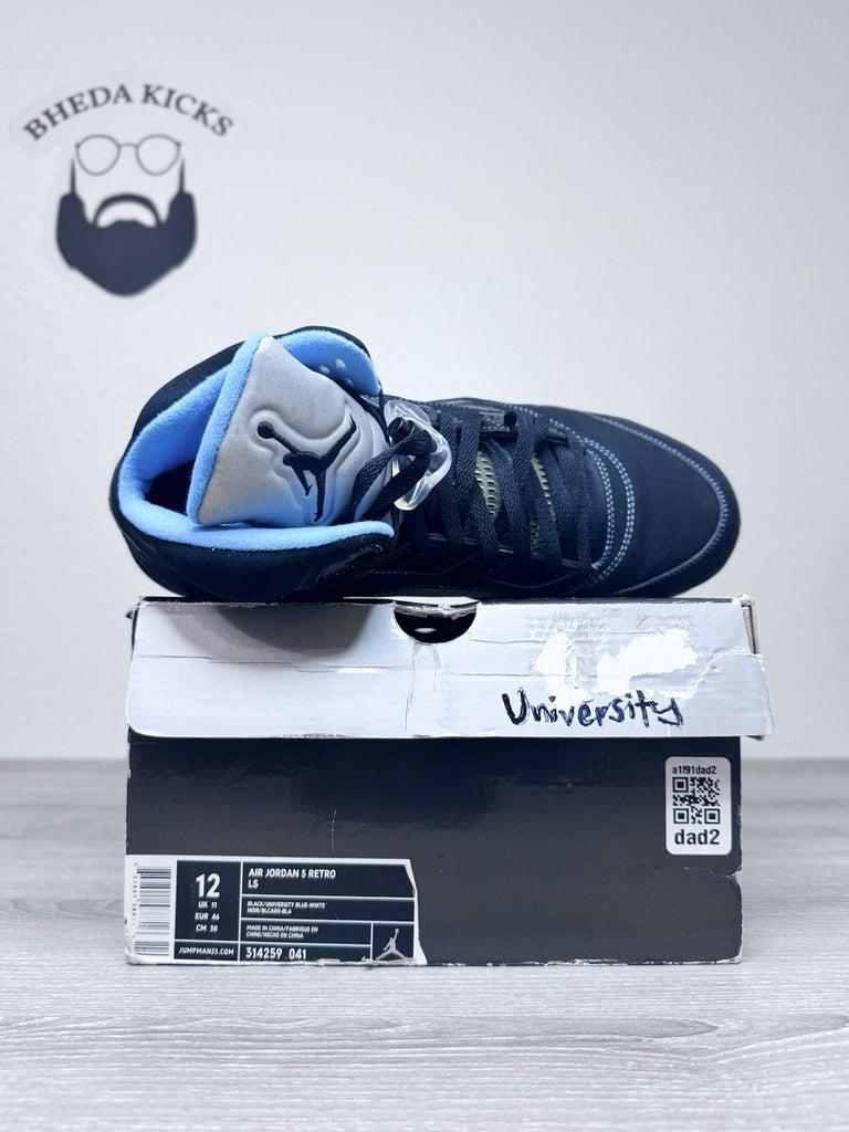 Size 12 - Nike Air Jordan LS Retro 5 V Black University Blue 314259-041 Preowned
