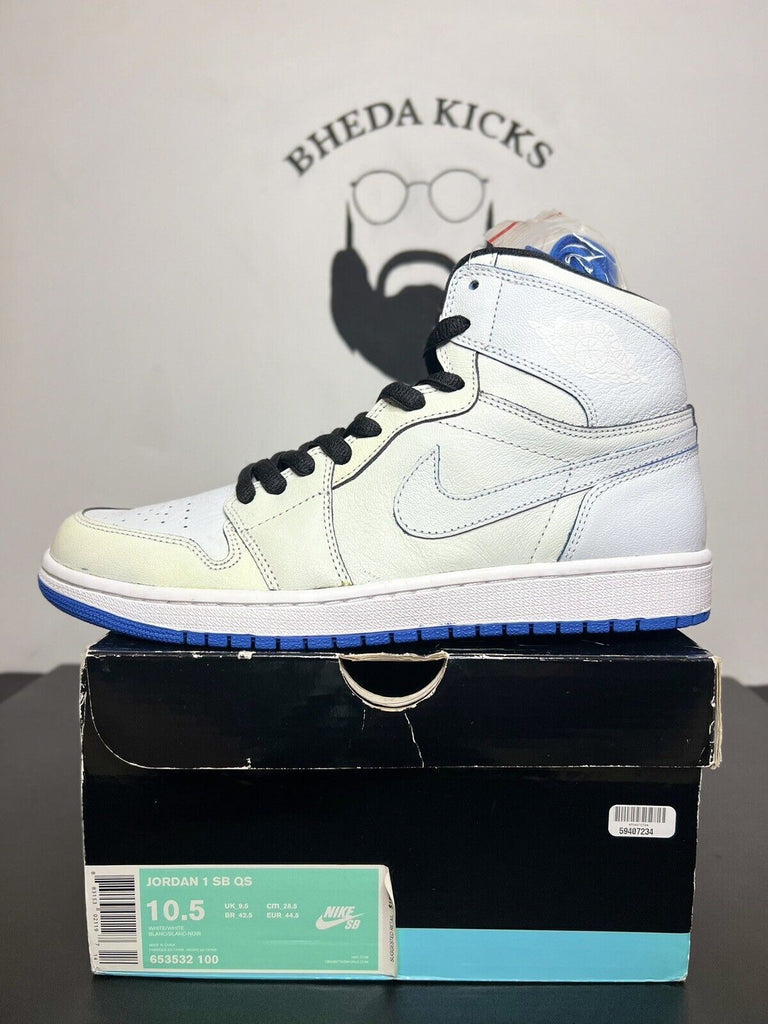 Nike Air Jordan 1 Retro SB QS x Lance Mountain White 2014 Size 10.5M 653532-100