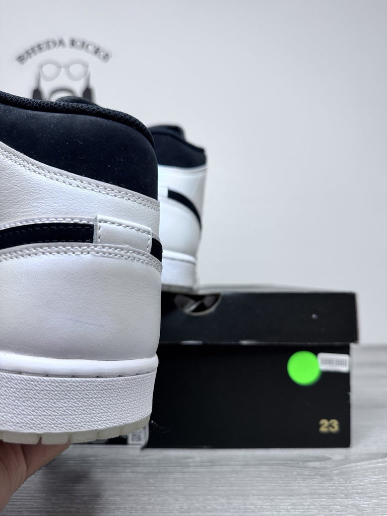 Size 14 - Nike Air Jordan 1 Mid Diamond White Black DH6933-100 Mens Sneakers