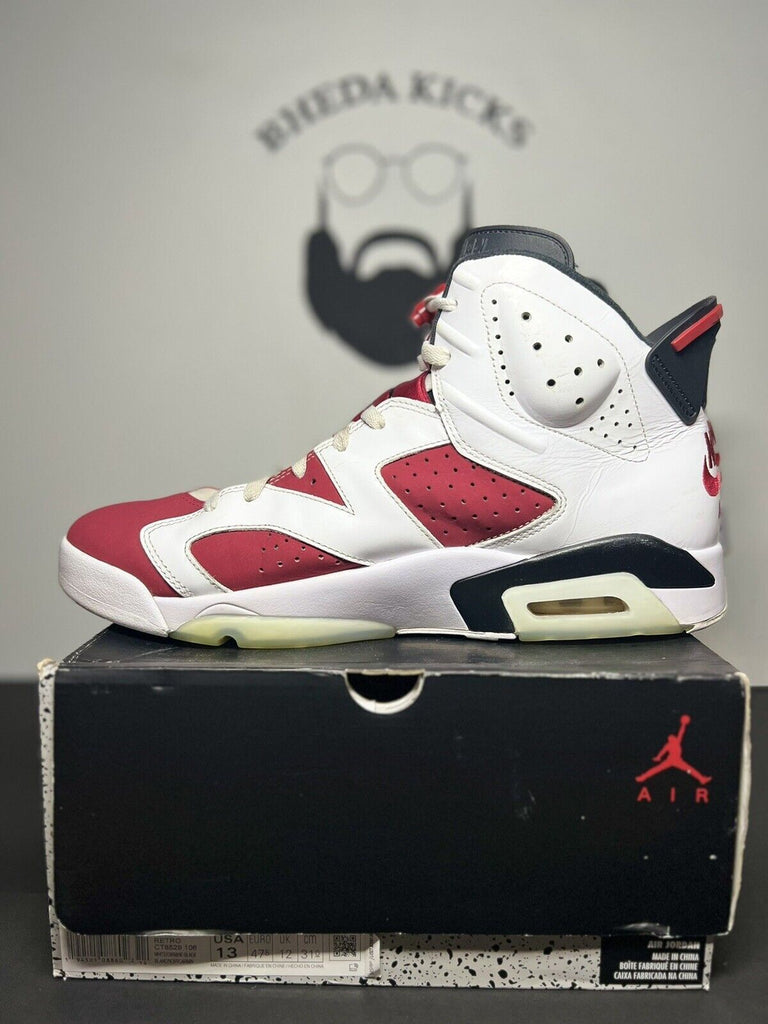 Air Jordan 6 Retro Carmine Size 13 384664 160 White Red Black Preowned Og MJ